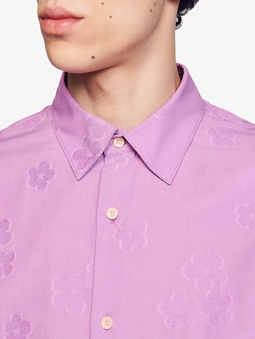 Floral-jacquard relaxed-fit cotton shirt - 5