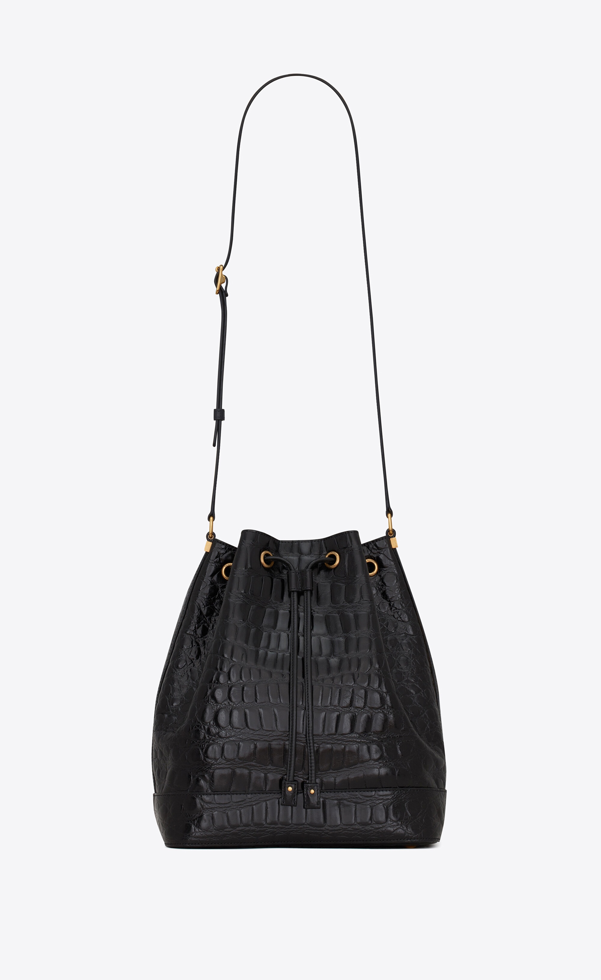 bucket bag in crocodile-embossed lacquered leather - 1