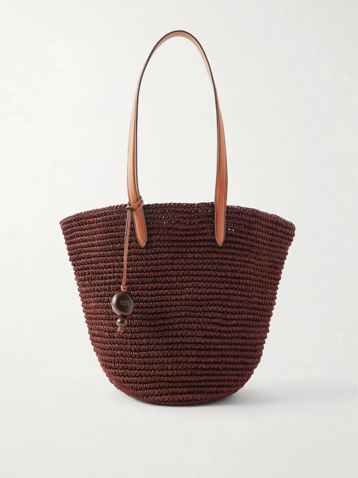 Market Leather-trimmed Woven Raffia Tote - 1