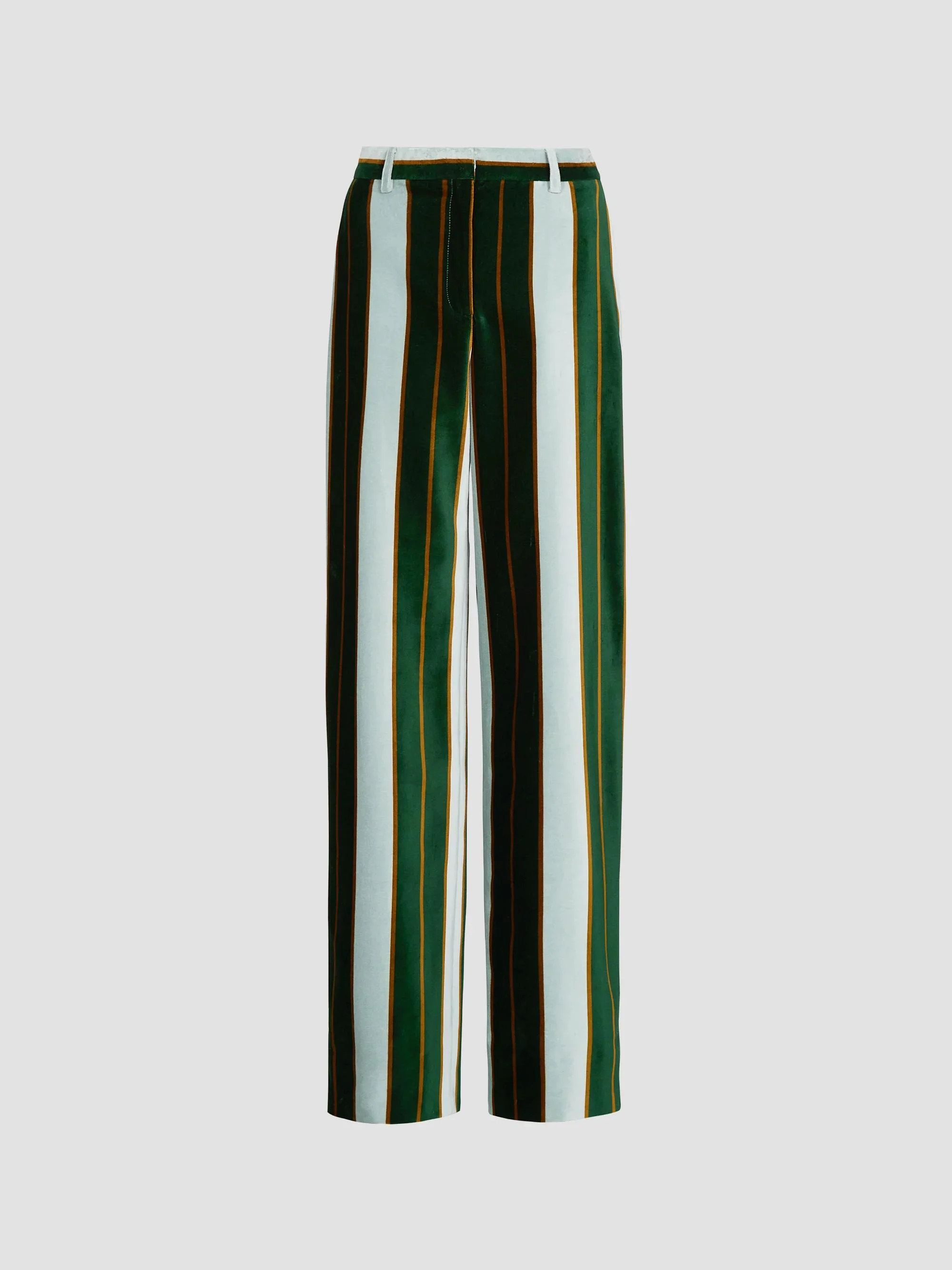 Women's Isla Striped Cotton Wide-Leg Pants - Ancient Water Green - 1