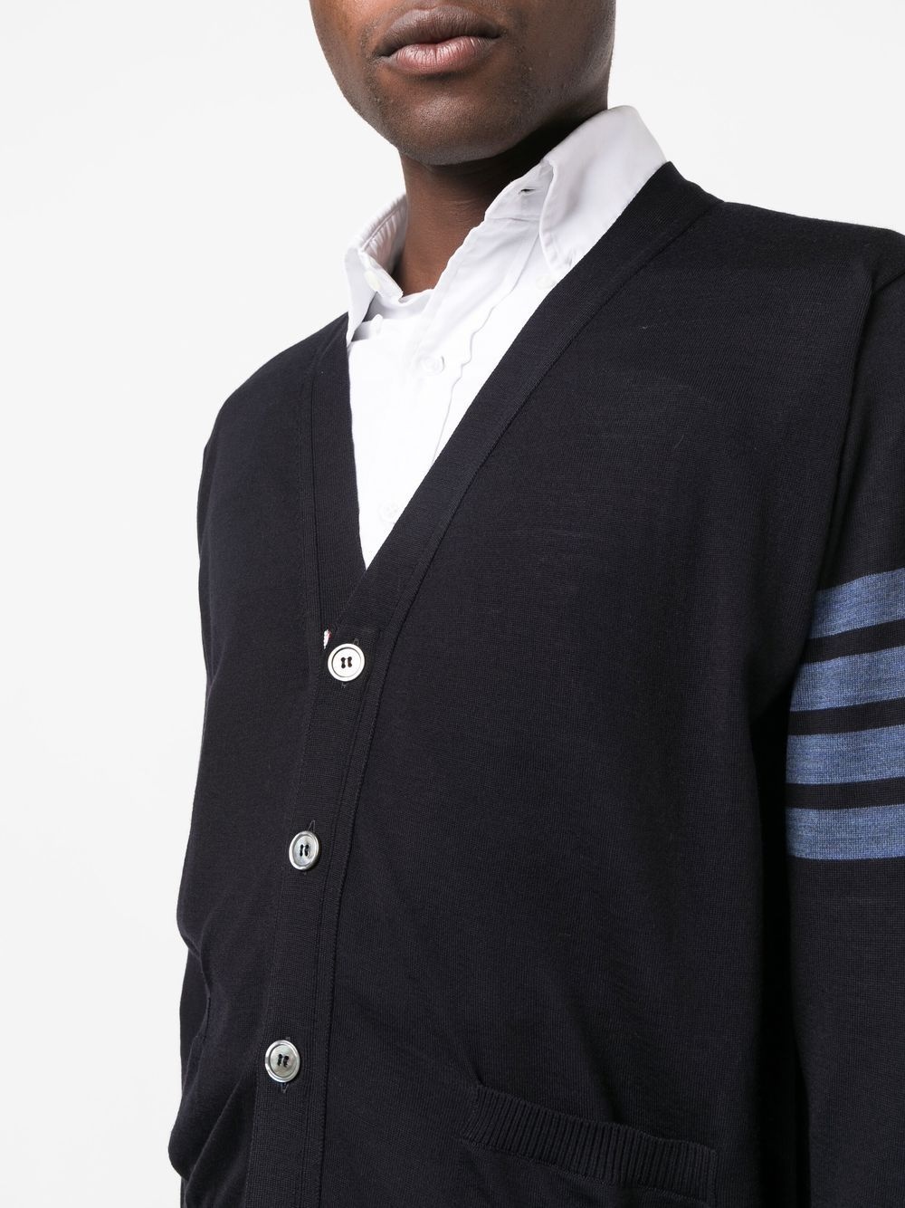 stripe-detail V-neck cardigan - 5