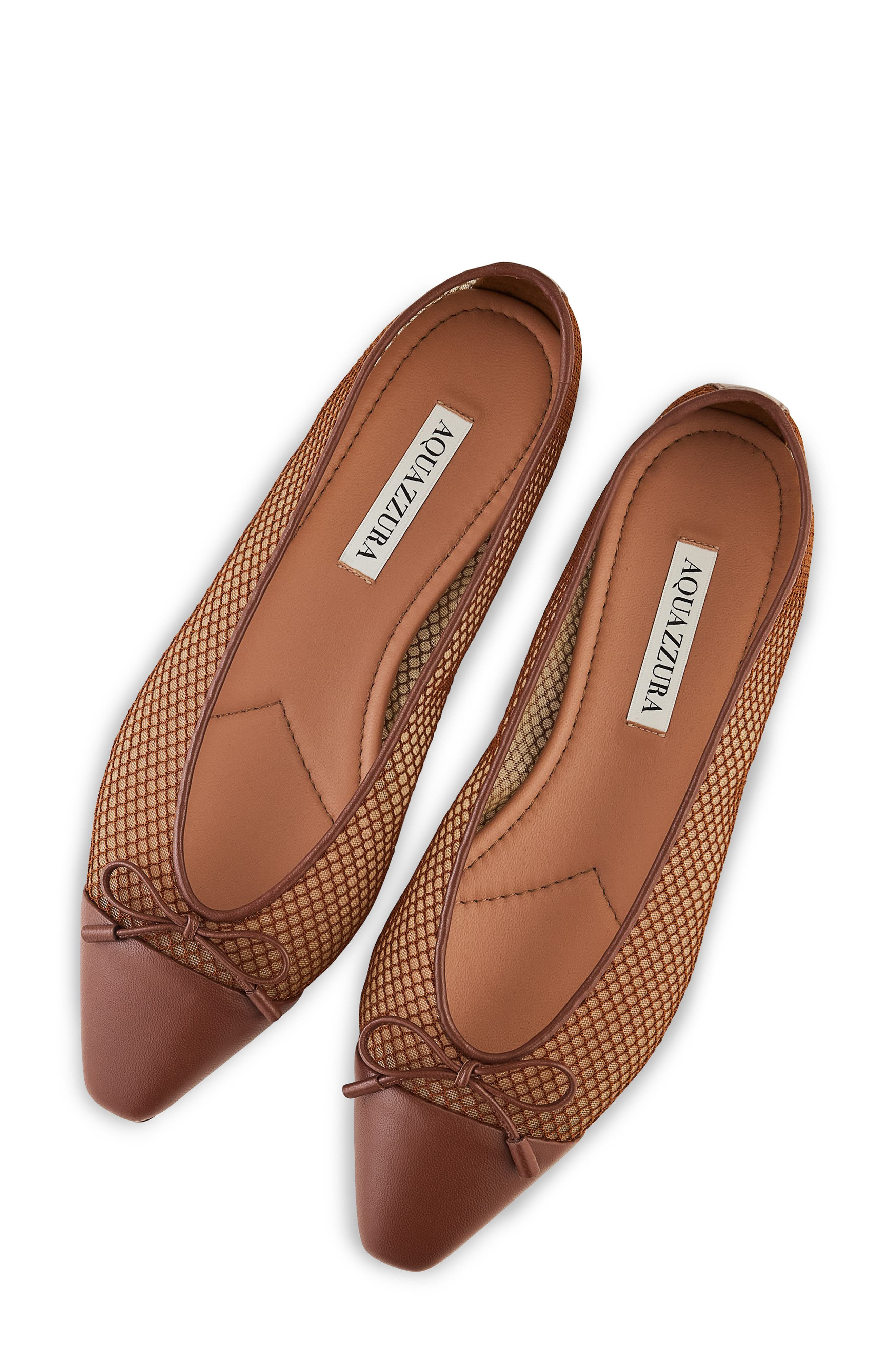 Aquazzura Gioia Cap Toe Ballet Flat in Tobacco/Rich Cognac at Nordstrom - 5