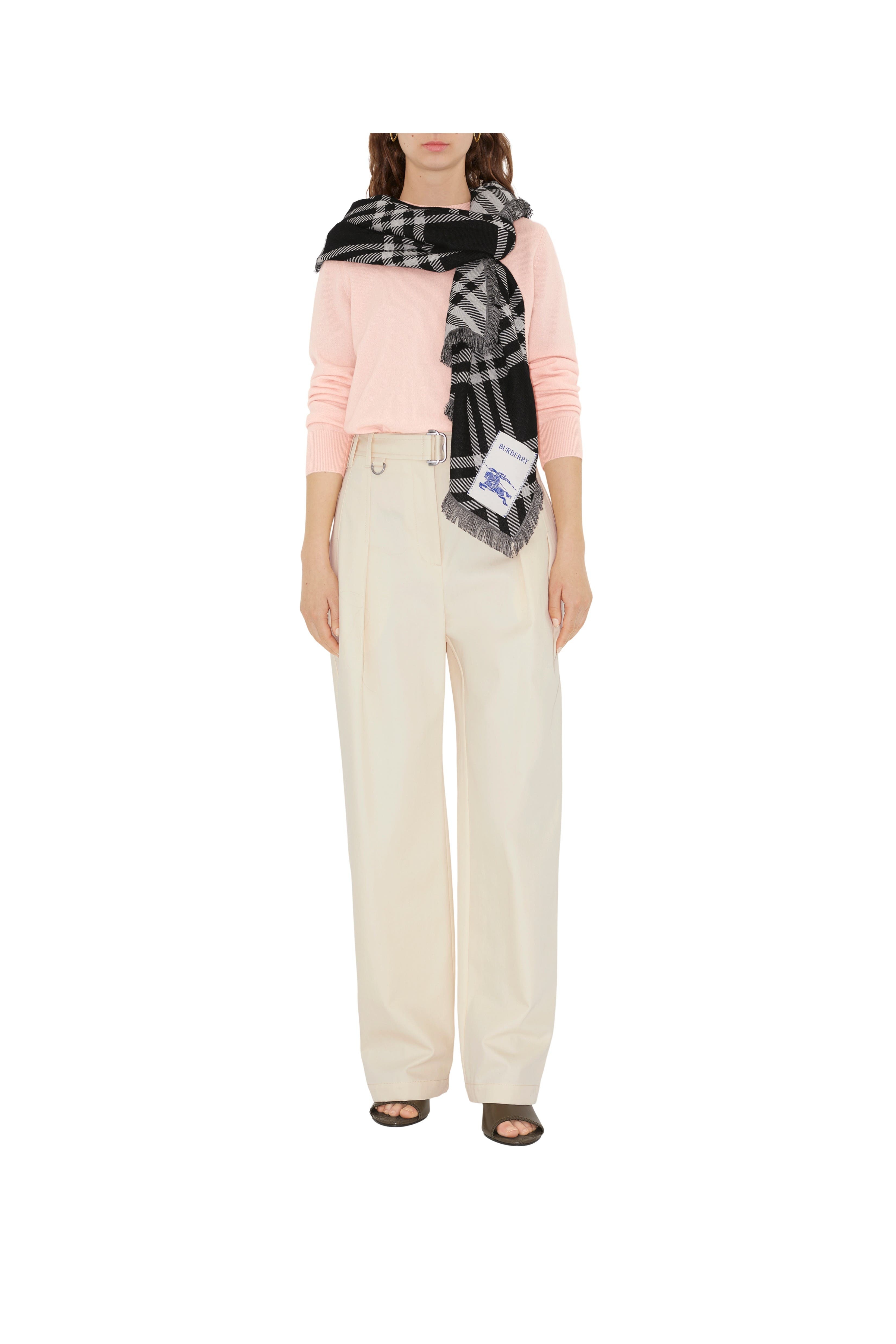 burberry Wide Check Wool Silk Scarf in Black/calico at Nordstrom - 3