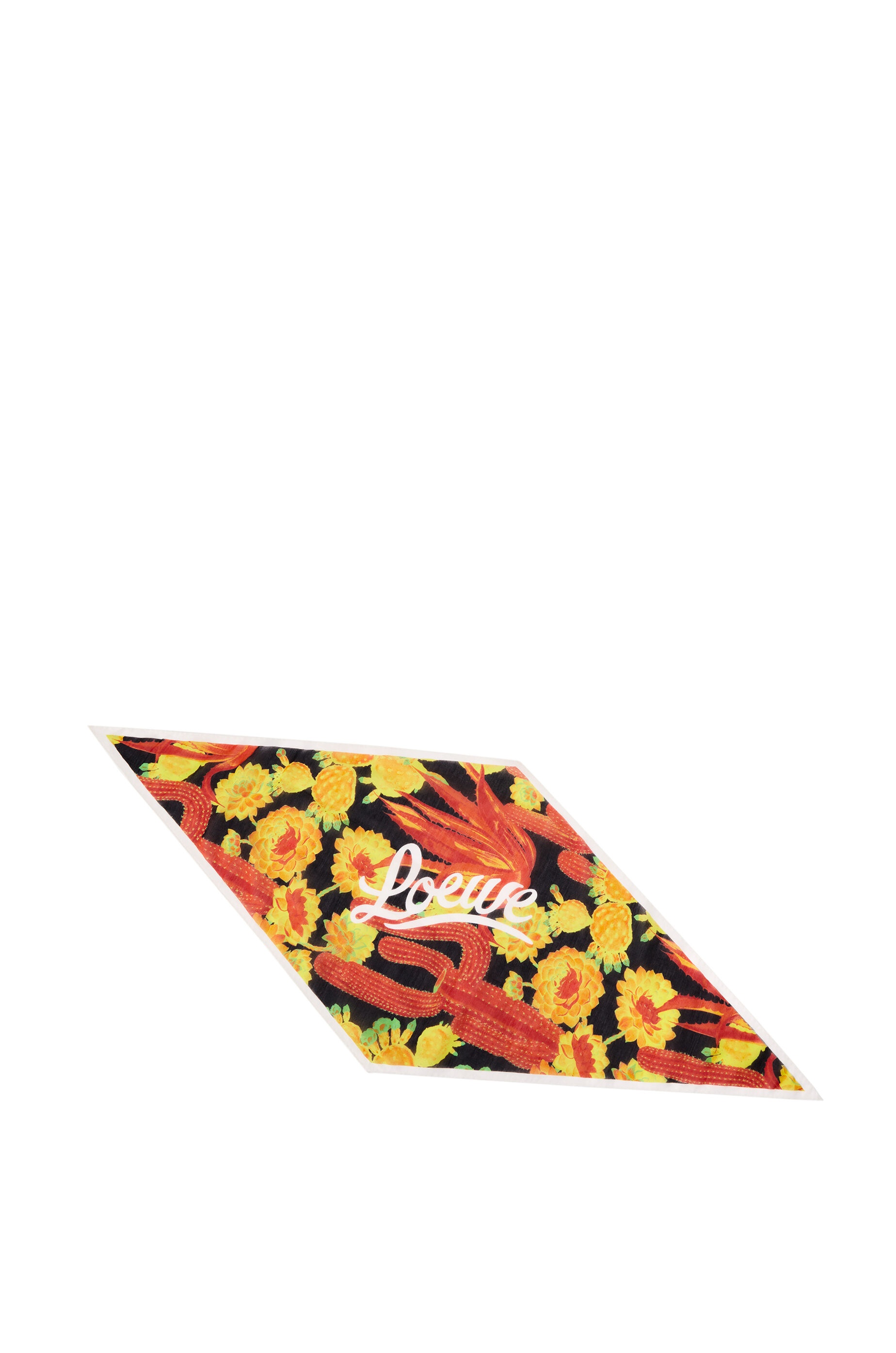 Cactus lozenge scarf in cotton and silk - 1