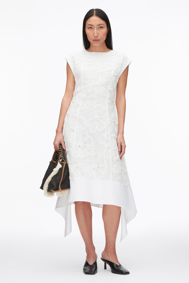 Embroidered Belted Midi Dress with Handkerchief Hem 1