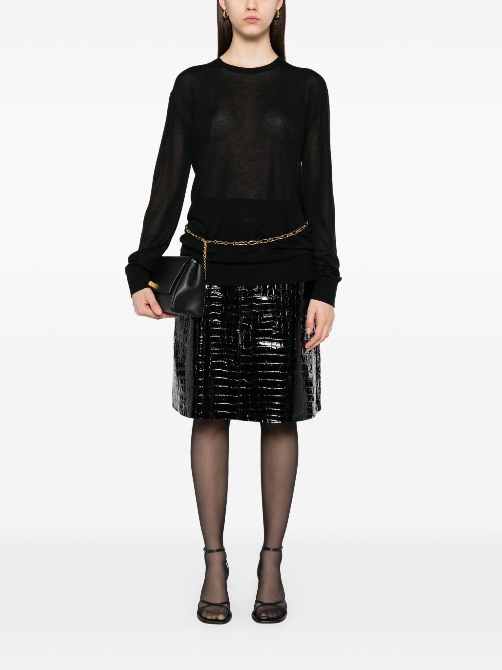 crocodile-embossed skirt - 2