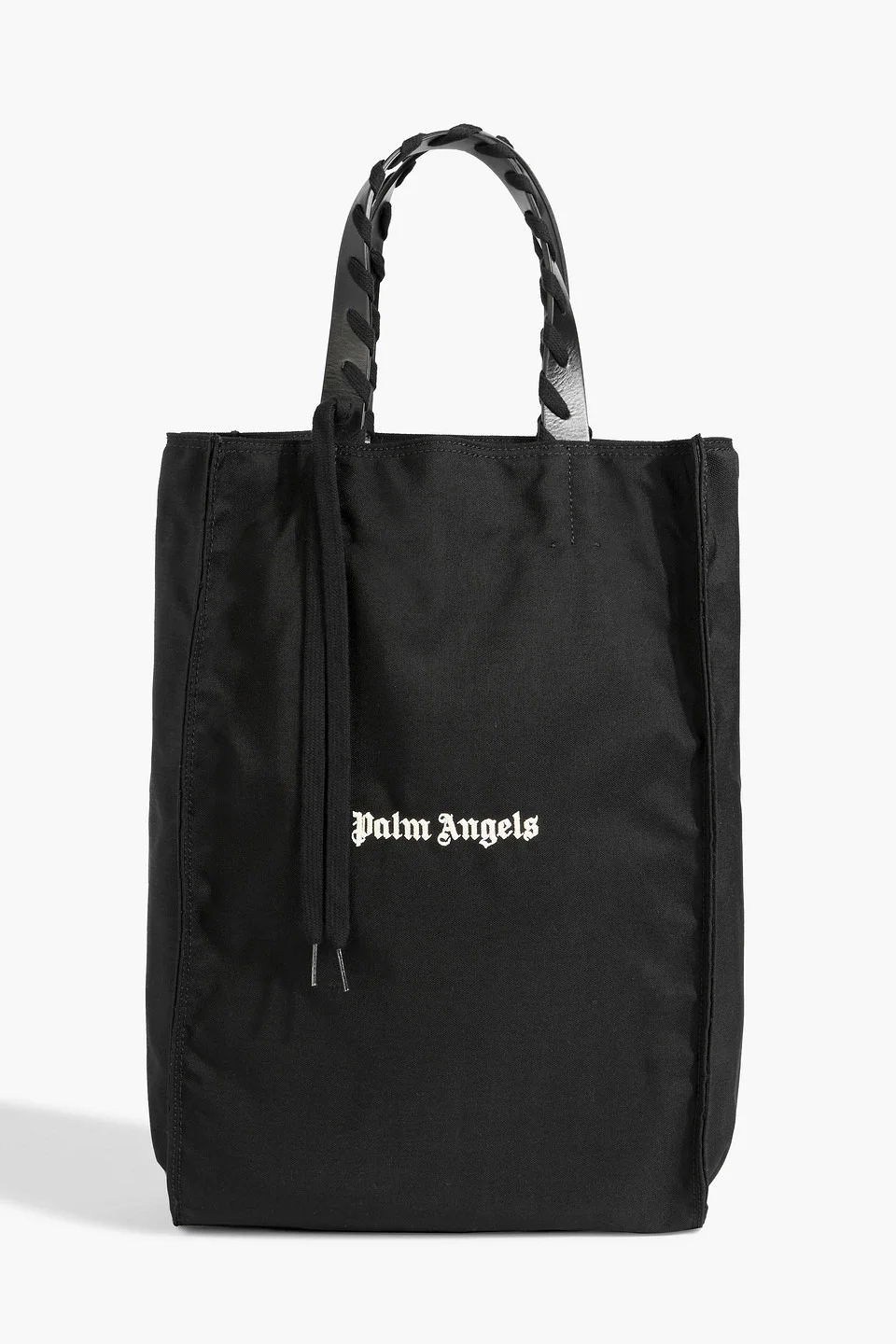 Leather-trimmed cotton-canvas tote - 1