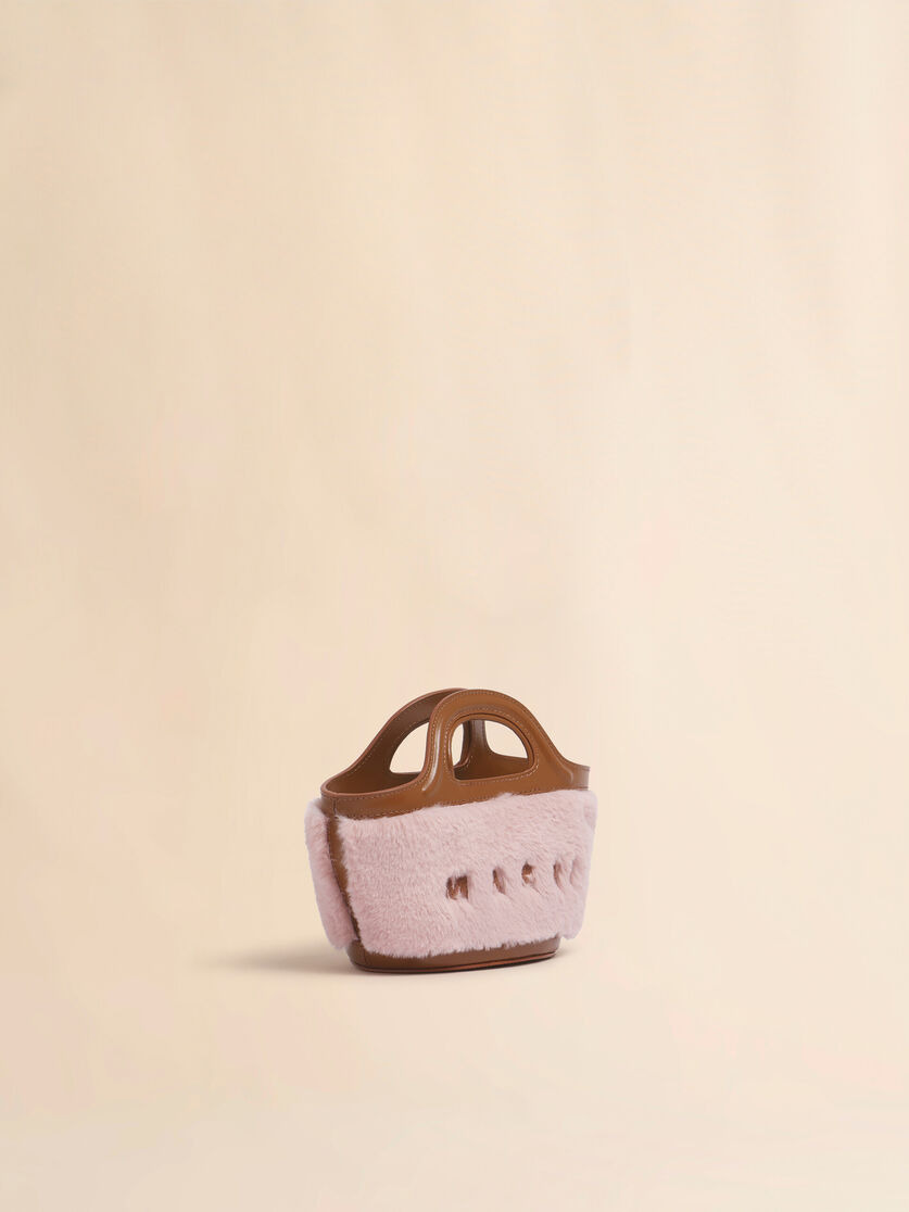 PINK TROPICALIA MICRO BAG WITH FAUX FUR TRIM - 6
