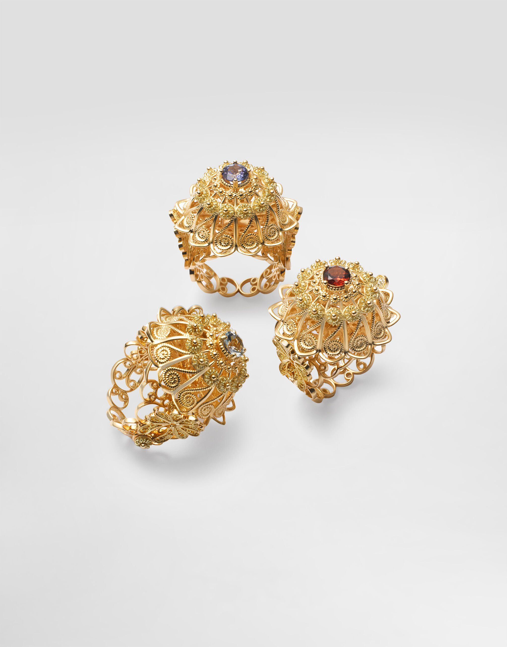 Filigree Ring 18-carat yellow gold and aquamarine - 2
