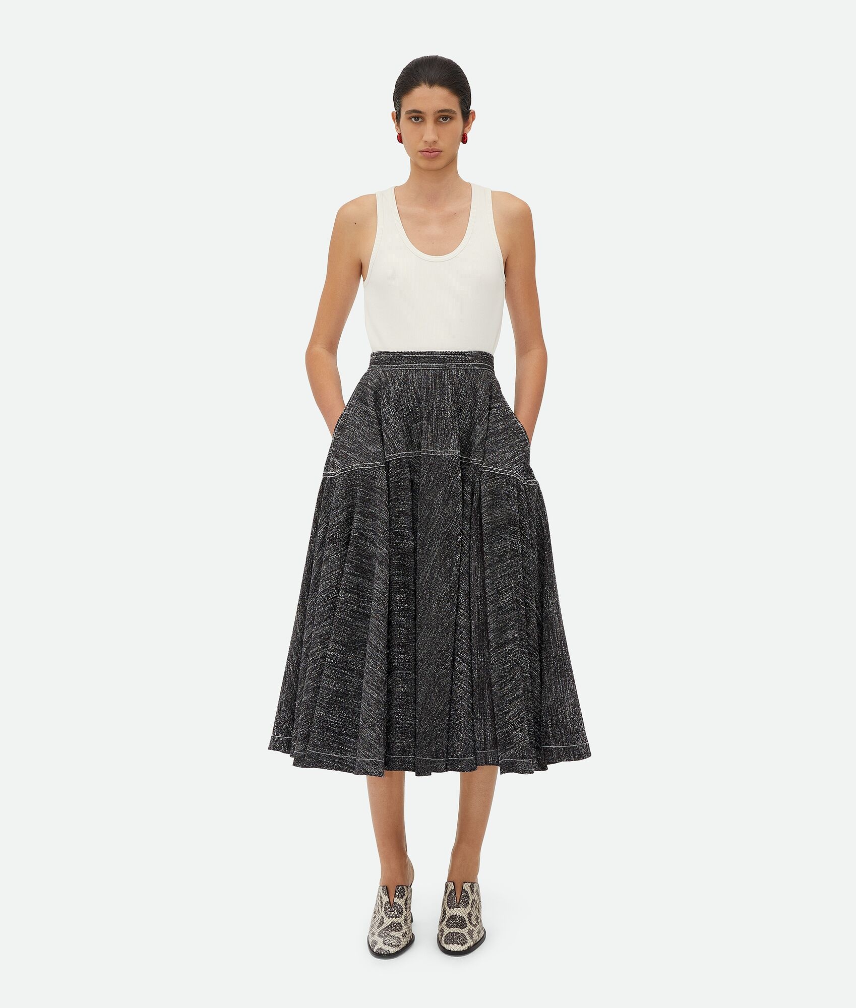 Viscose And Silk A-Line Skirt - 1