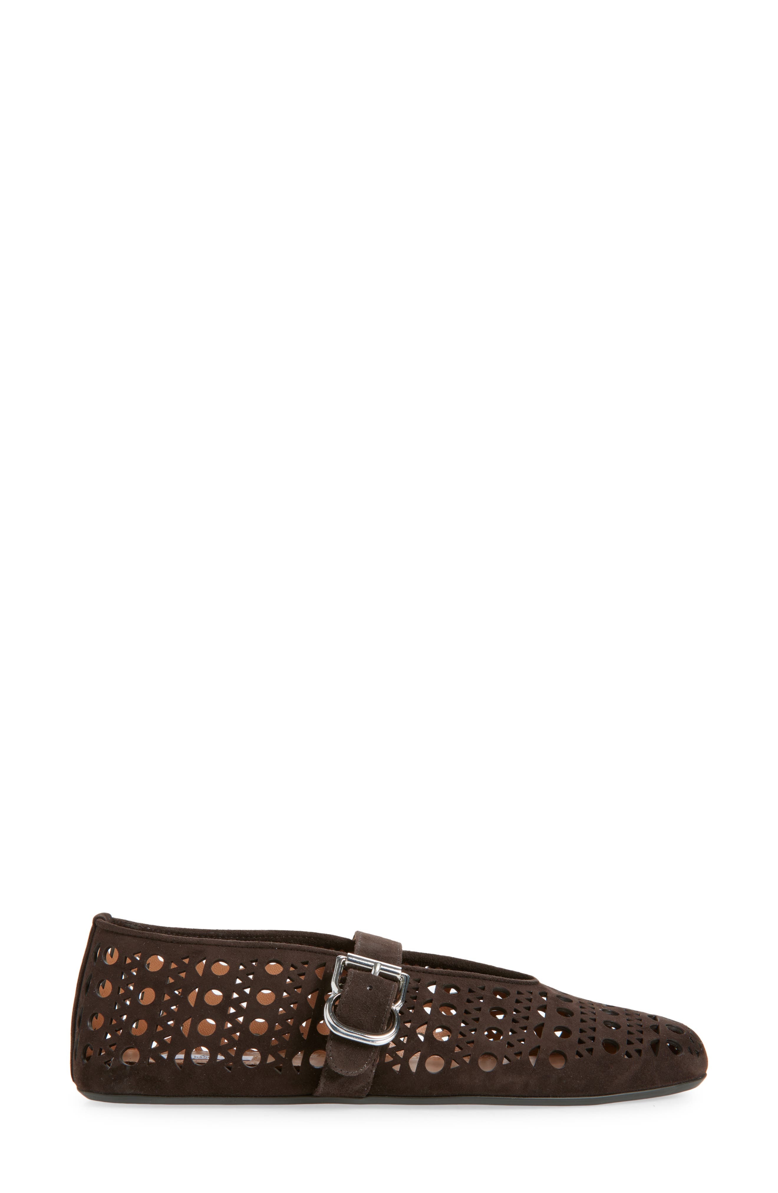 Alaïa Vienne Perforated Ballet Flat in Brun Fonce at Nordstrom - 3