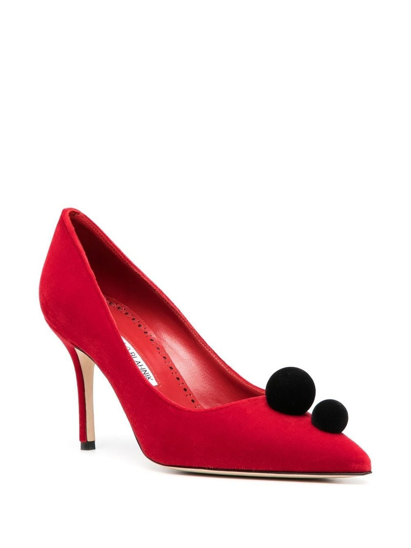 Manolo Blahnik Piera pompom-embellished 100mm pumps outlook