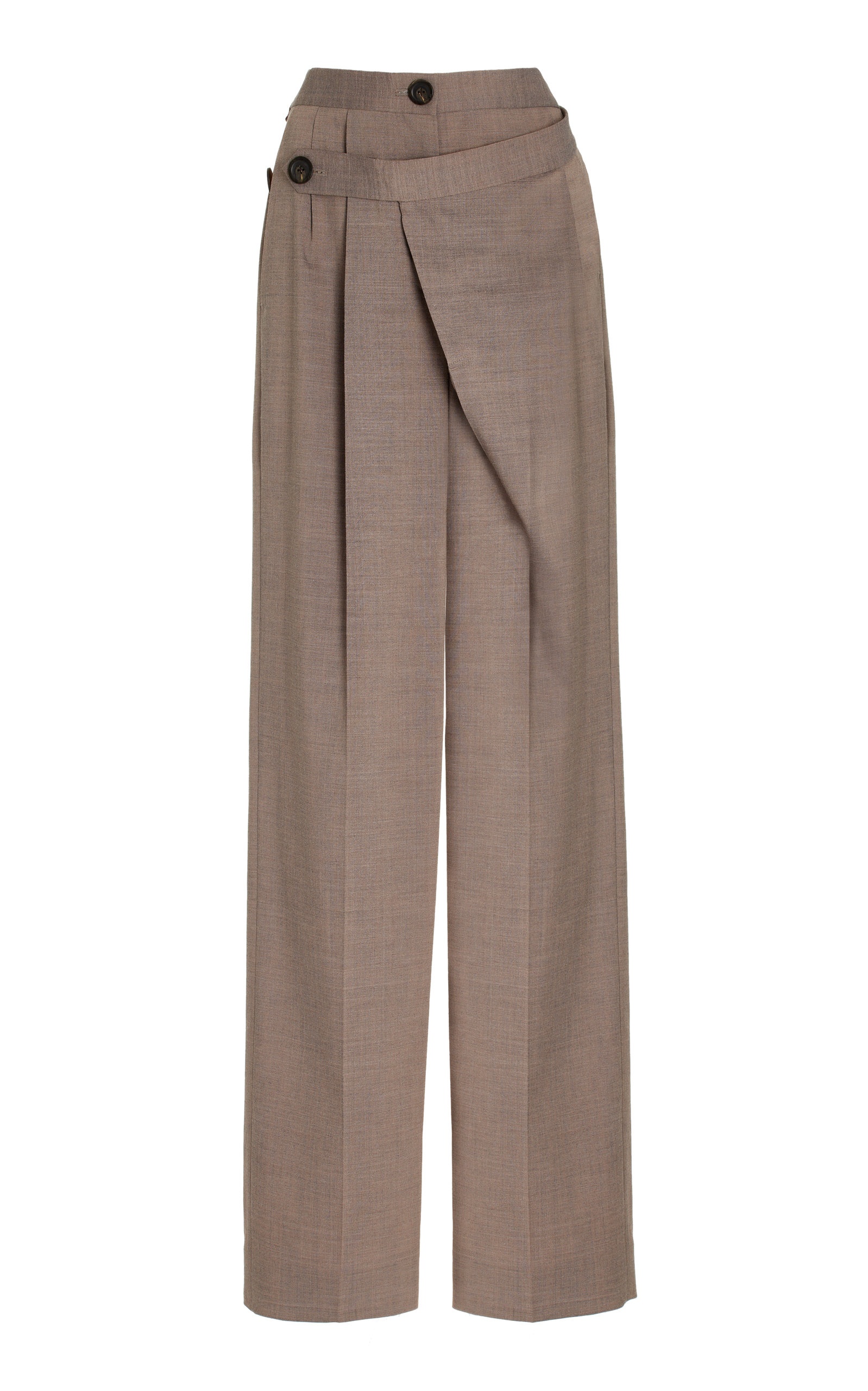 Pleated Wrap Wide-Leg Pants brown - 1