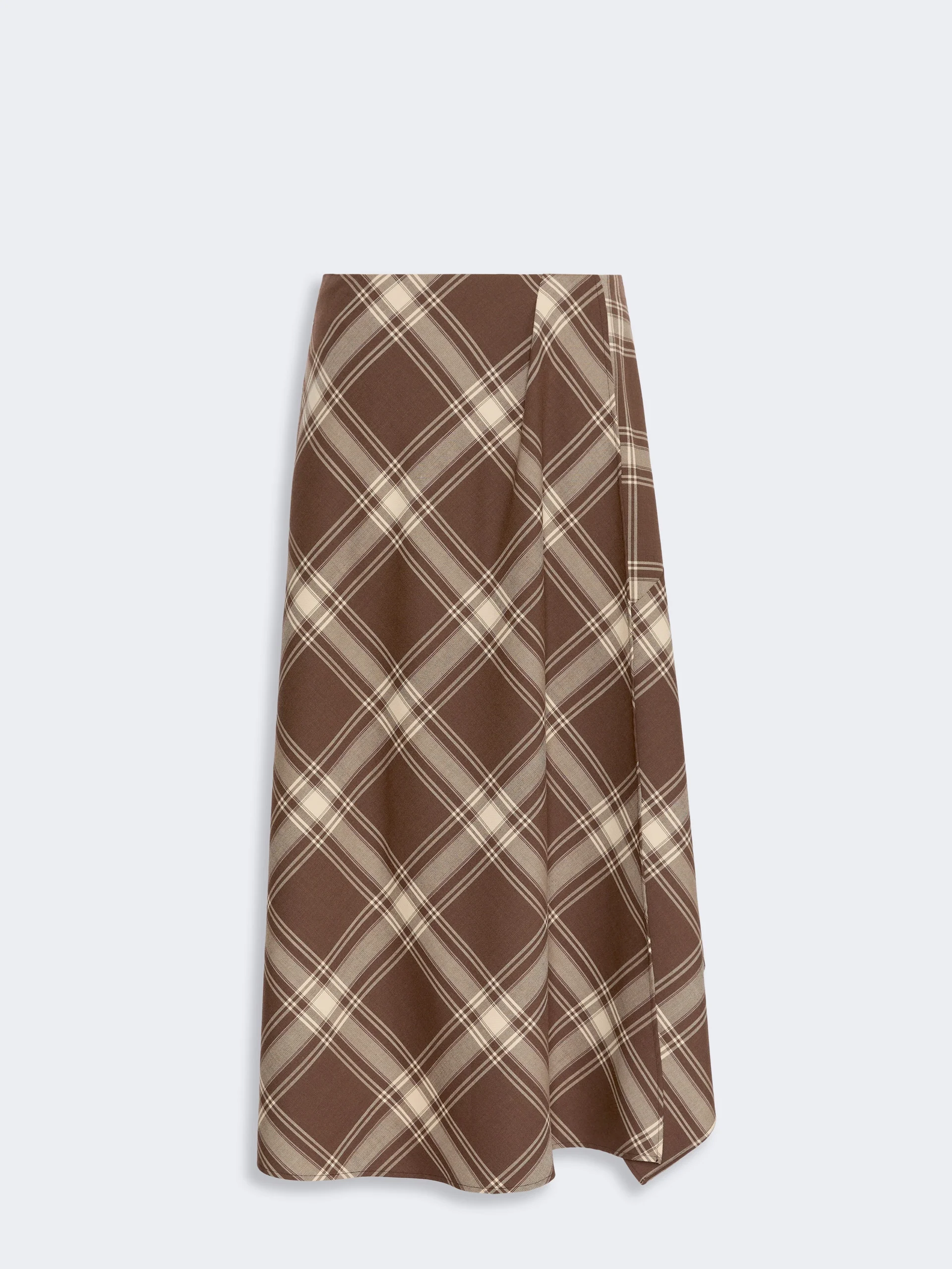 LANOSO Wool twill skirt - BROWN - 1
