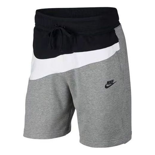 NikeSak As M Nsw Hbr Colorblock Large Logo Splicing Elastic Waistband Sports Shorts Gray AR3162-091 - 1