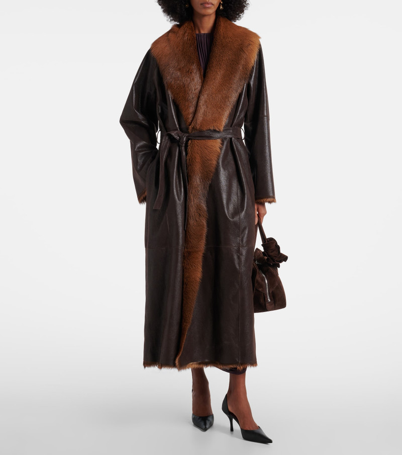 MAGDA BUTRYM Shearling-lined leather wrap coat outlook