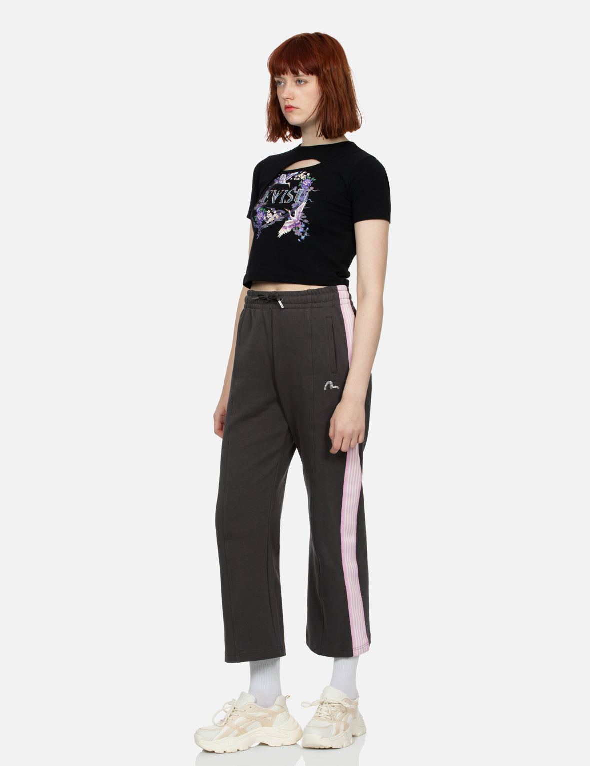 CRANES AND WISTERIA PRINT FASHION FIT  CUT-OUT T-SHIRT - 3