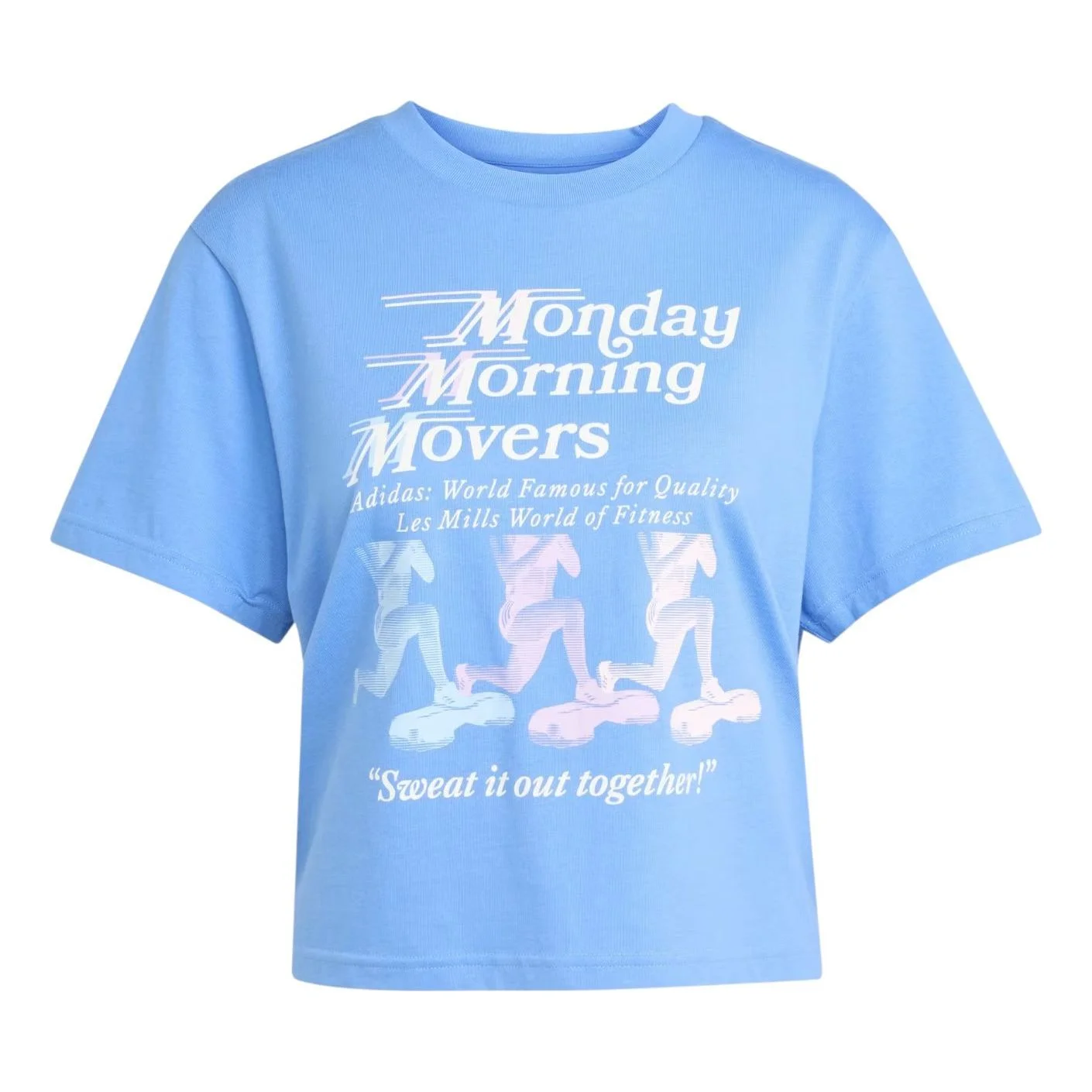 (WMNS) adidas x Les Mills Movers Graphic T-Shirt 'Blue Fusion' KE7816 - 1