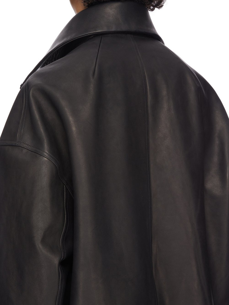 Dracucollar fold-neck zip-front leather coat 5