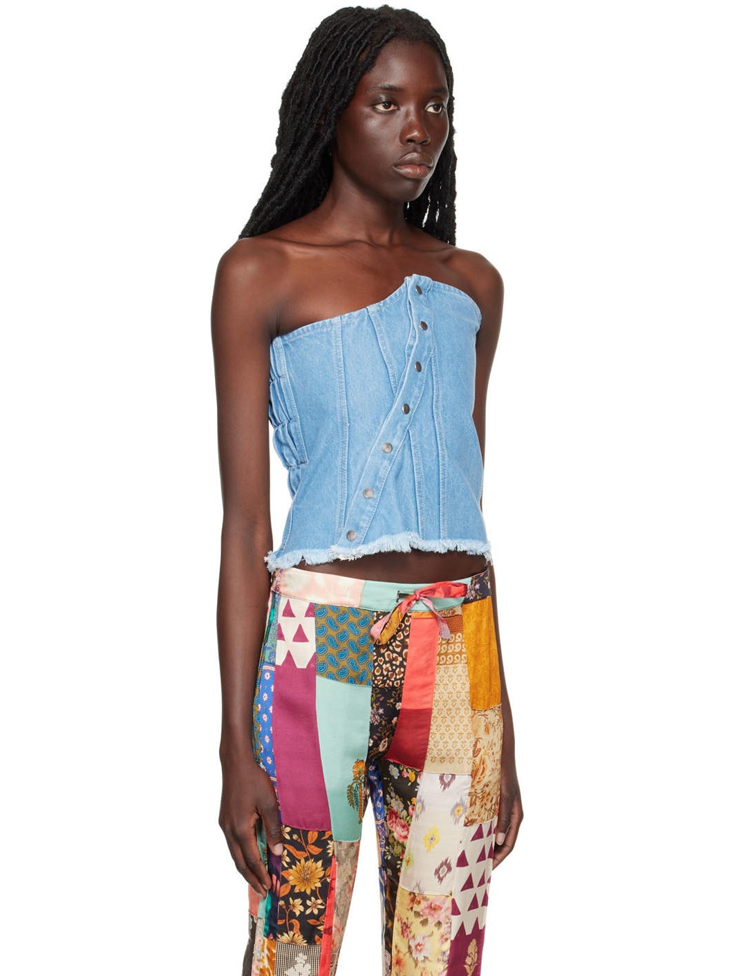 Blue Patchwork Corset - 2
