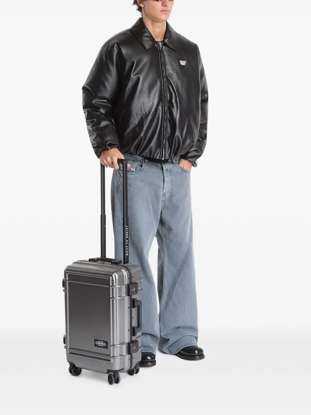 faux-leather bomber jacket - 1