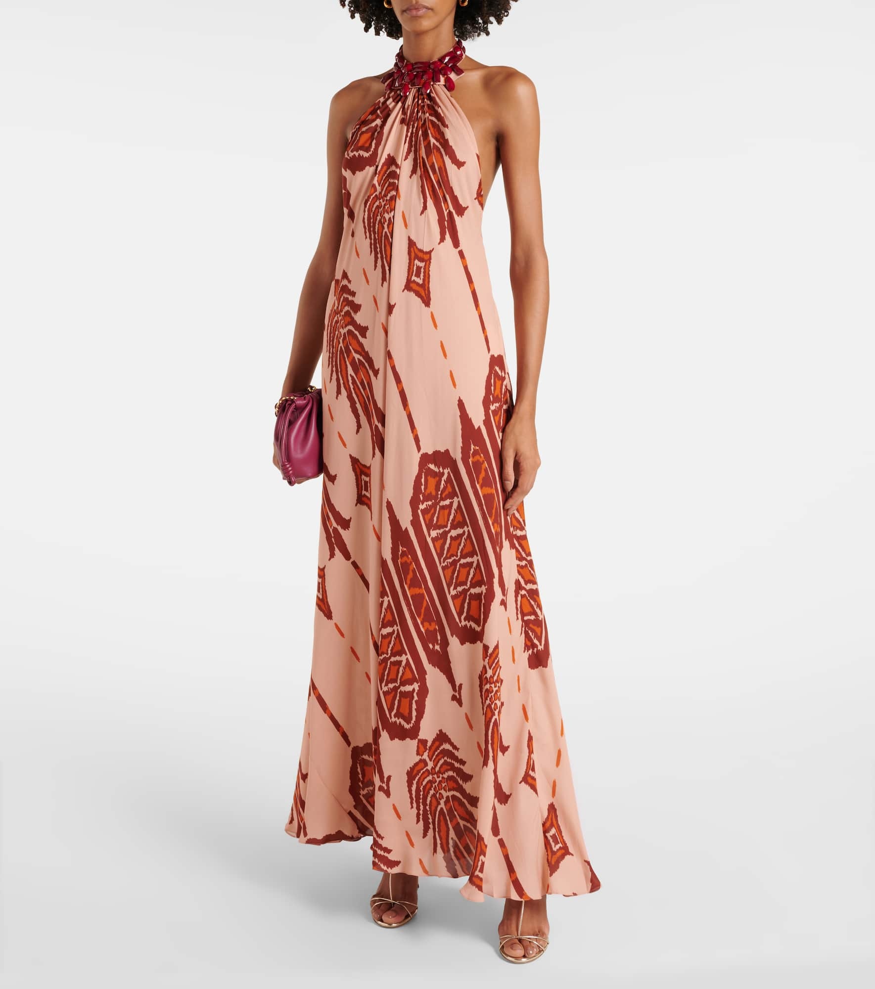 Printed halterneck silk gown - 2