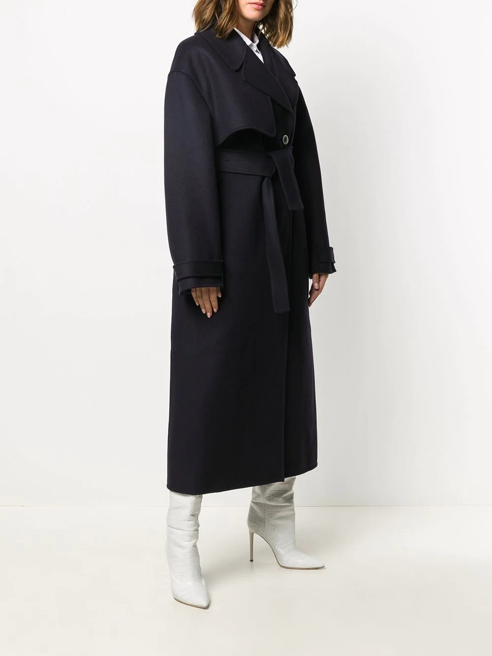 belted mid-length coat - 3