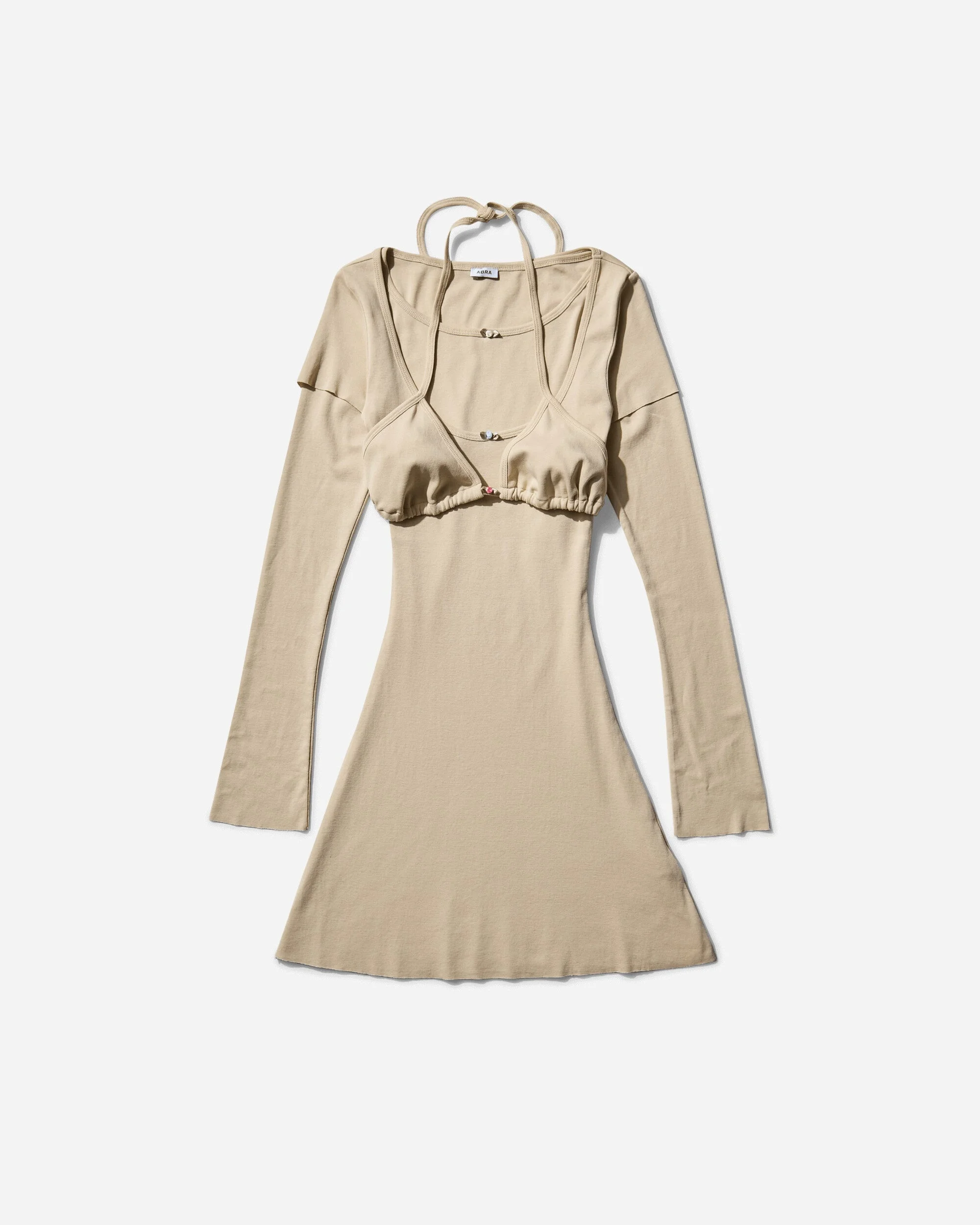 Women's Overlayered Dress Beige - 1