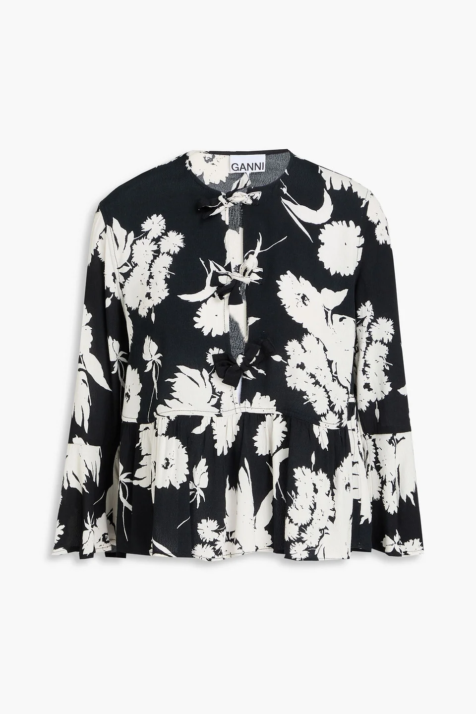 Floral-print EcoVero™-blend crepe peplum blouse - 1