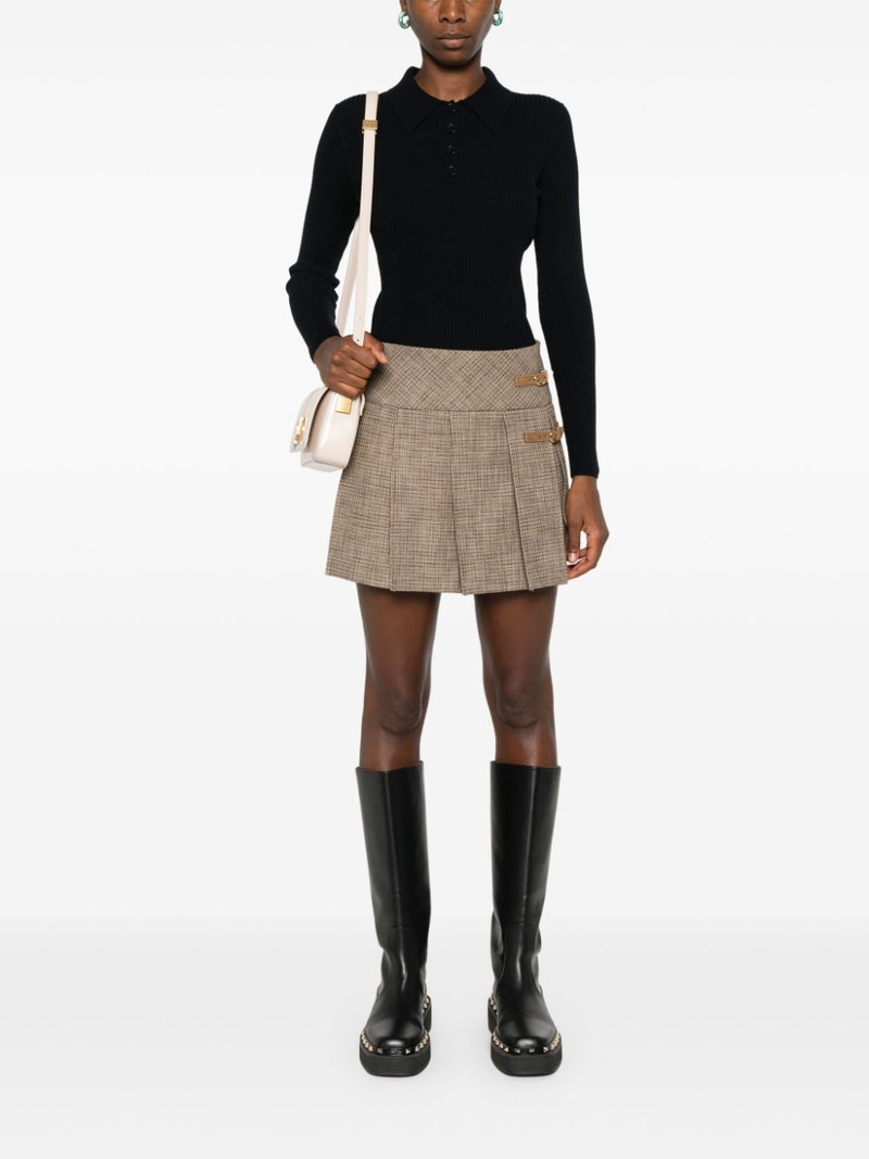 Sandro houndstooth-pattern pleated skirt outlook
