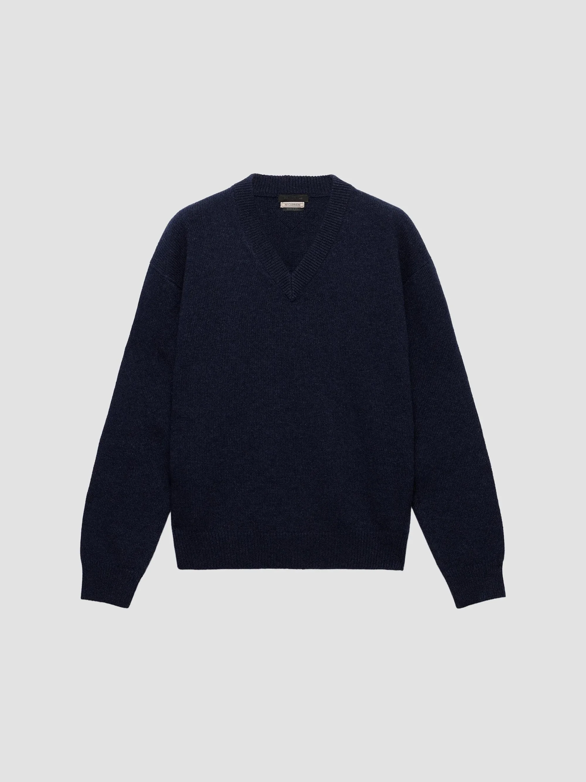 Men's Re-Cashmere V-Neck Sweater - Blue - 1
