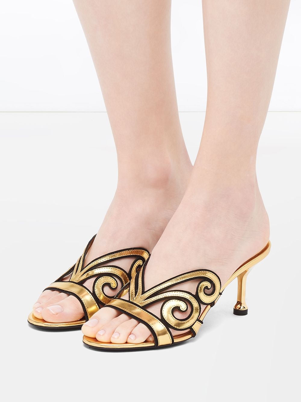 baroque details metallic sandals - 5