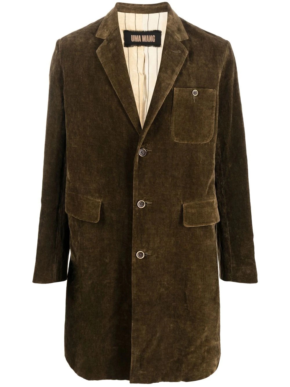 corduroy single-breasted coat - 1