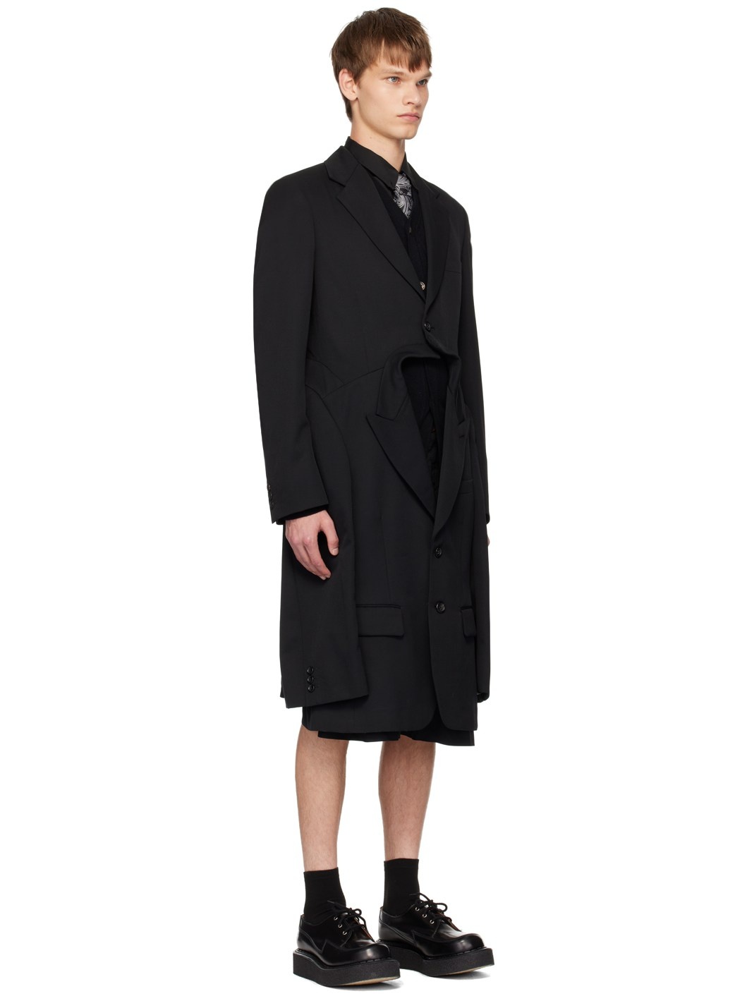 Black Double Blazer Coat - 2