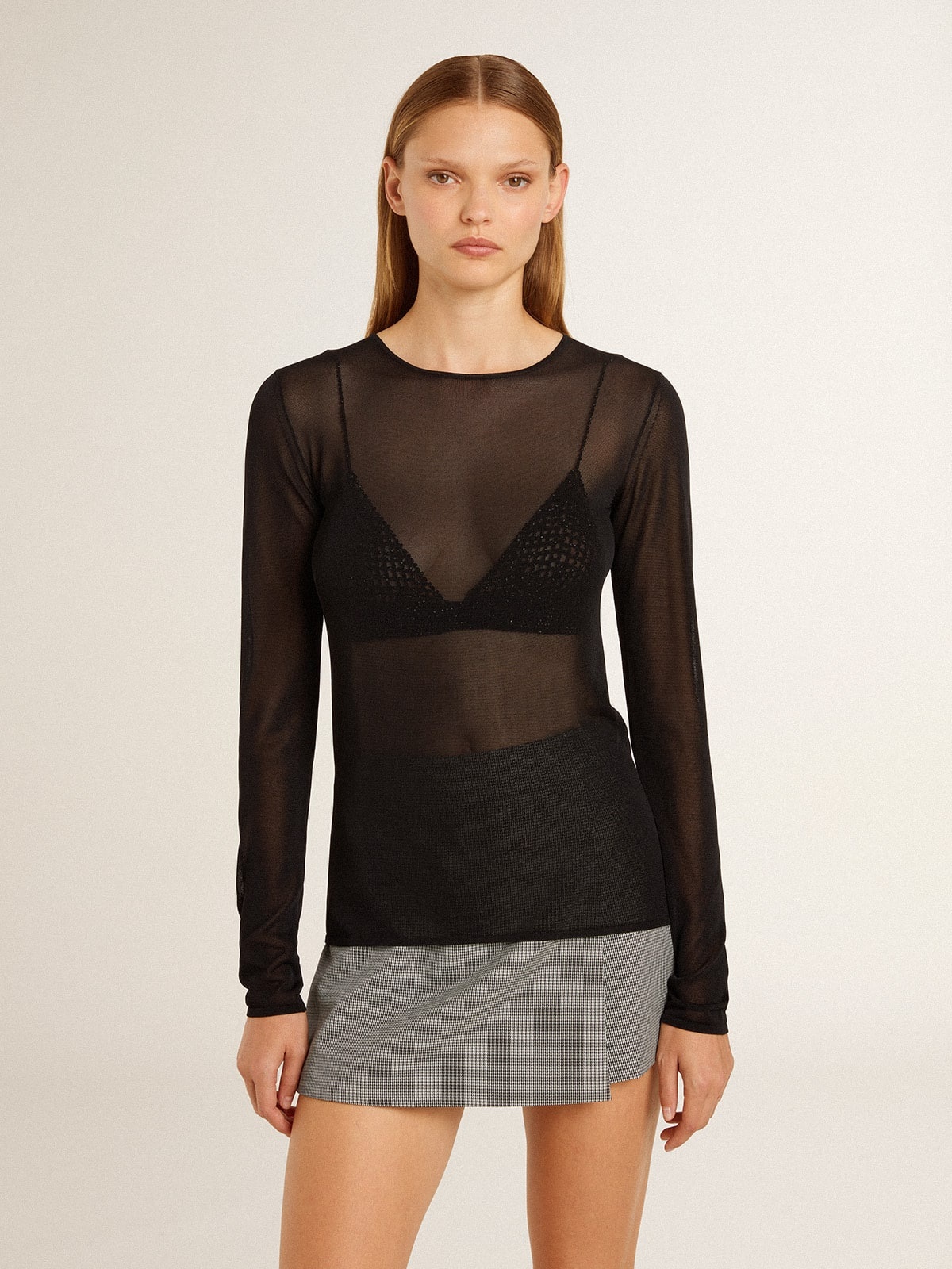 Women's black crew neck t-shirt - 2