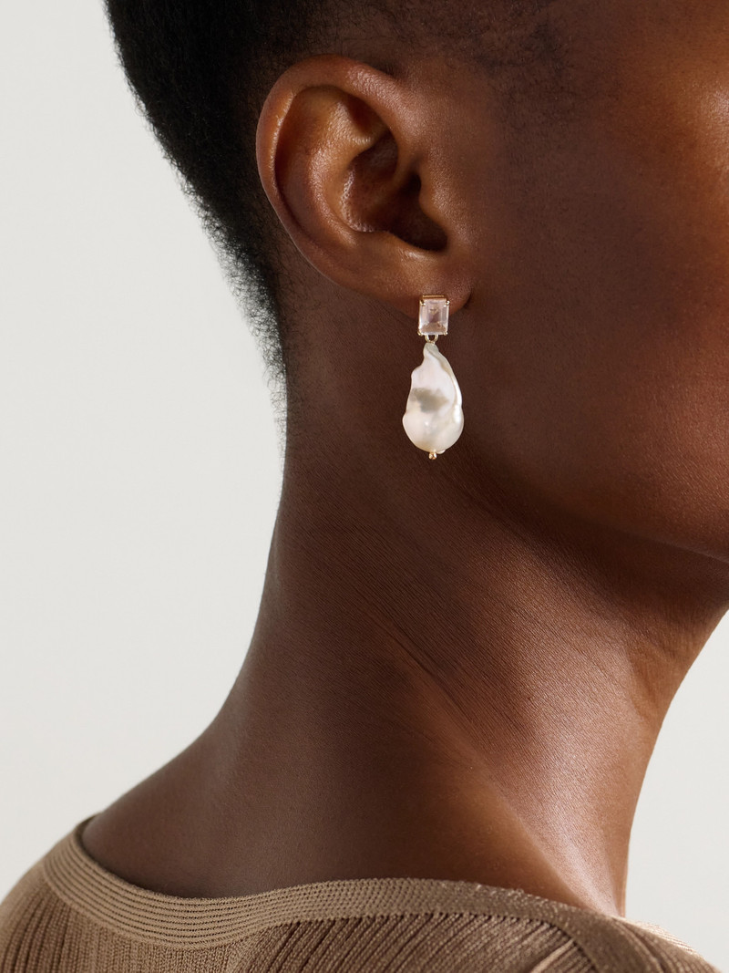 MATEO 14-karat Gold, Pearl And Quartz Earrings outlook