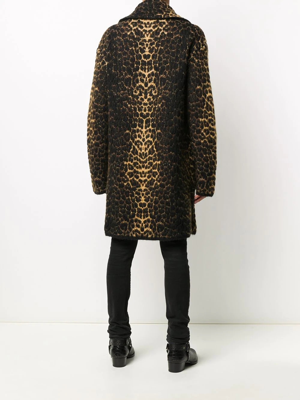 leopard-print single-breasted coat - 4