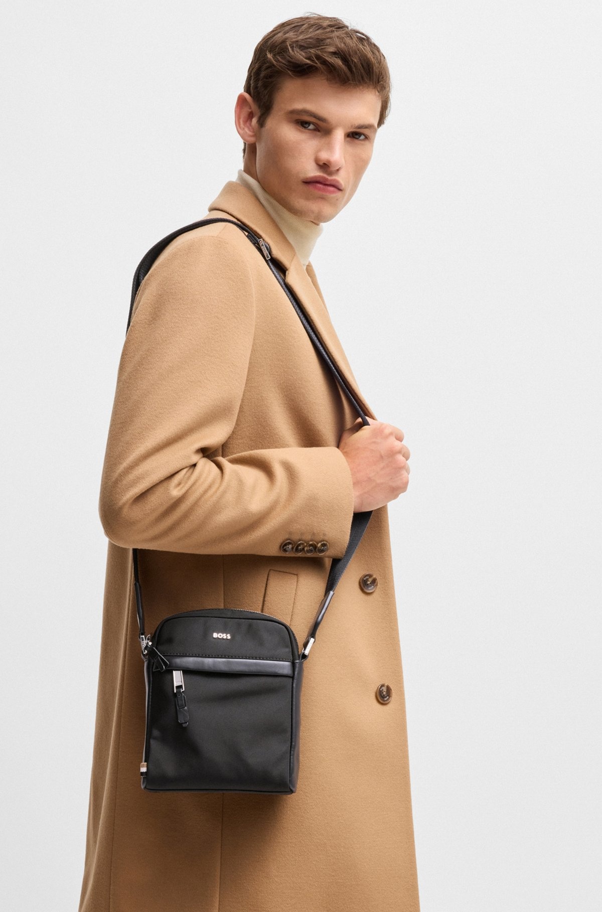 REPORTER BAG WITH LOGO LETTERING AND DETACHABLE STRAP - 4