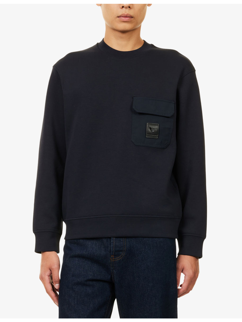 Logo-Patch Long-Sleeves Cotton-Jersey Sweatshirt - 3