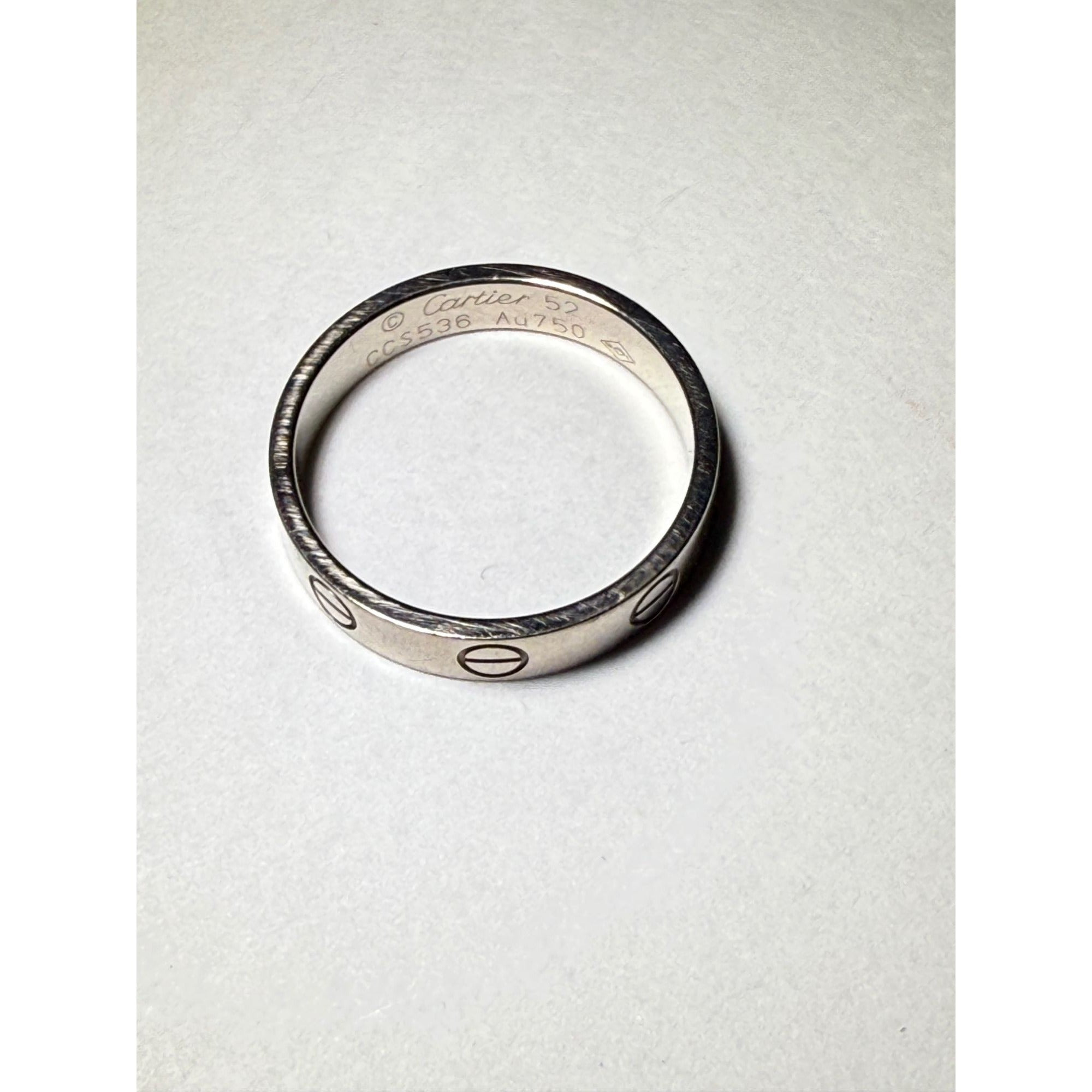 Cartier 18 K White Gold Love Small Model Wedding Band Ring Size 6 USA - 16