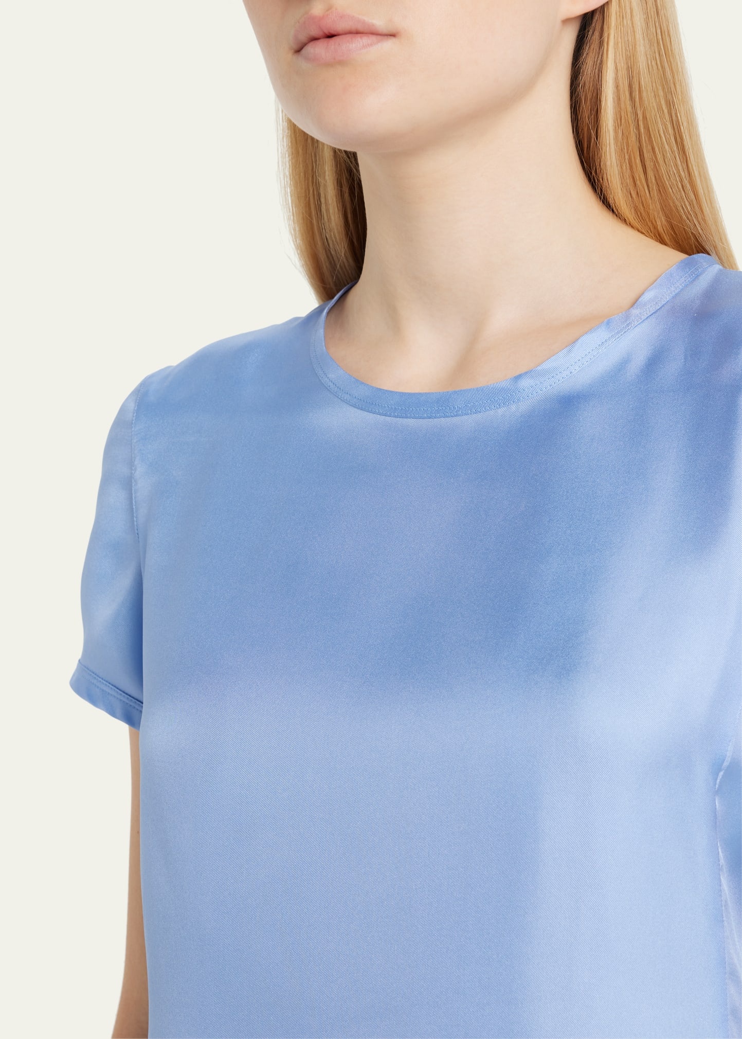 Crewneck Short-Sleeve Silk T-Shirt - 5