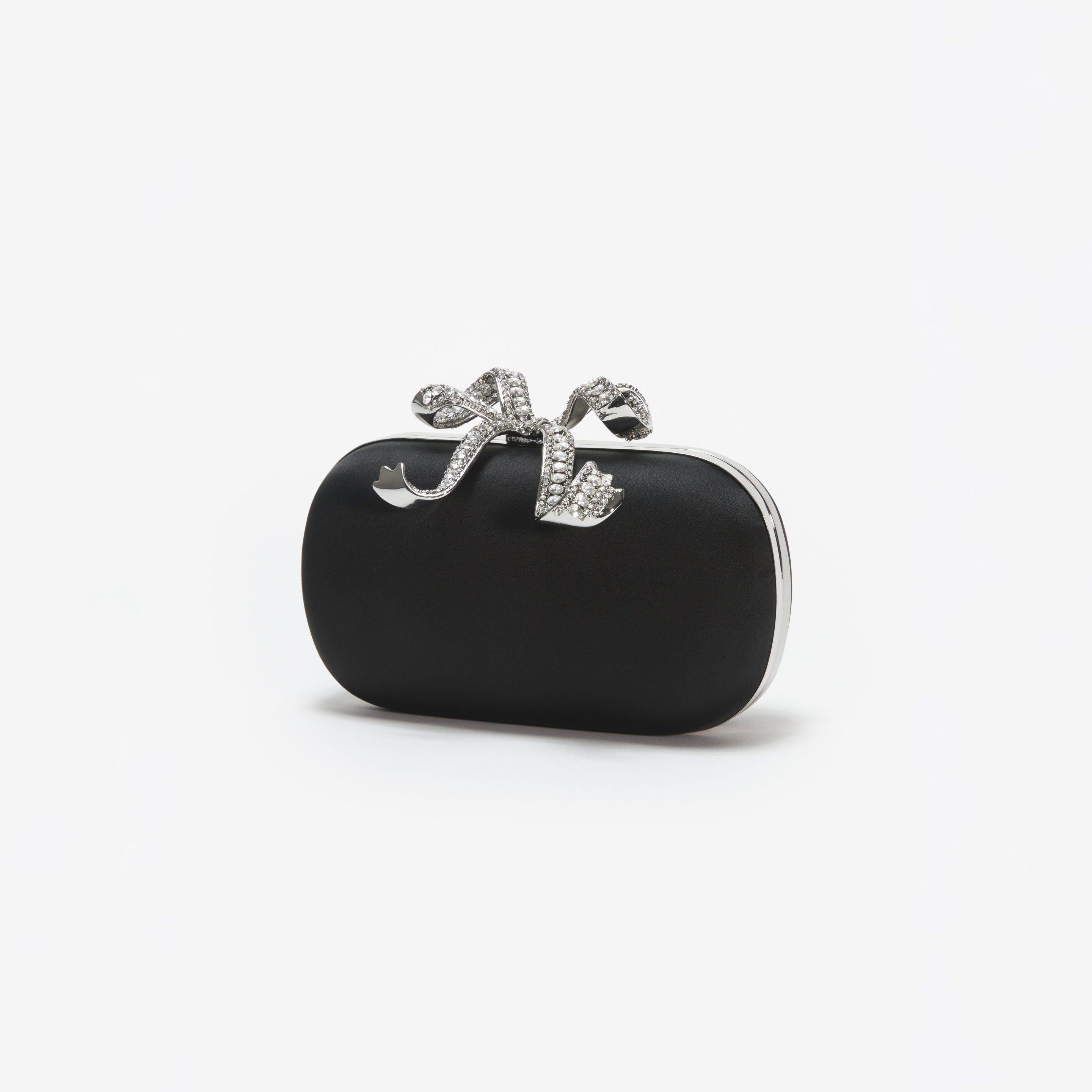 Black Satin Bow Clutch - 2