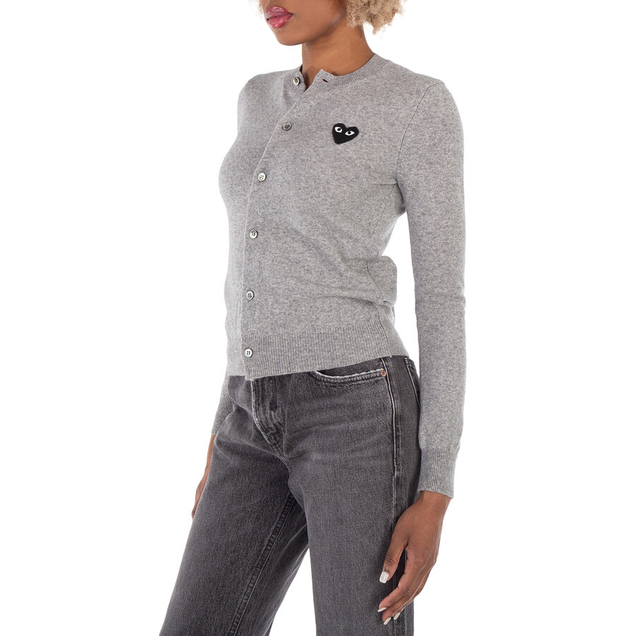 Comme Des Garcons Black Heart Logo Cardigan In Grey - 2