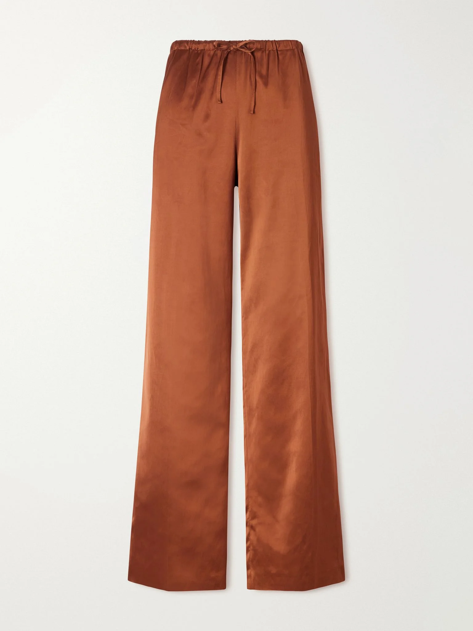 Puvis wide-leg satin pants Chocolate - 1