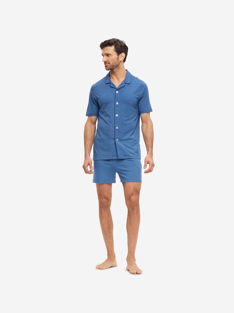 Men's Short Pyjamas Basel Micro Modal Stretch Storm Blue - 3