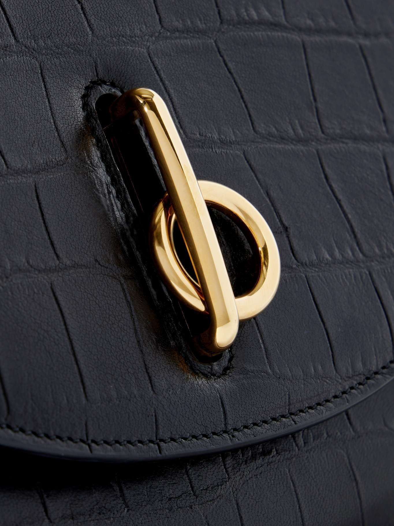 Croc-effect leather shoulder bag Unknown - 4