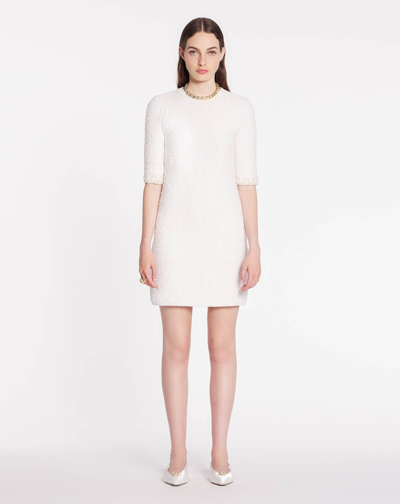 Lanvin SHORT SLEEVE MINI EMBROIDERED DRESS IN TWEED KNIT outlook