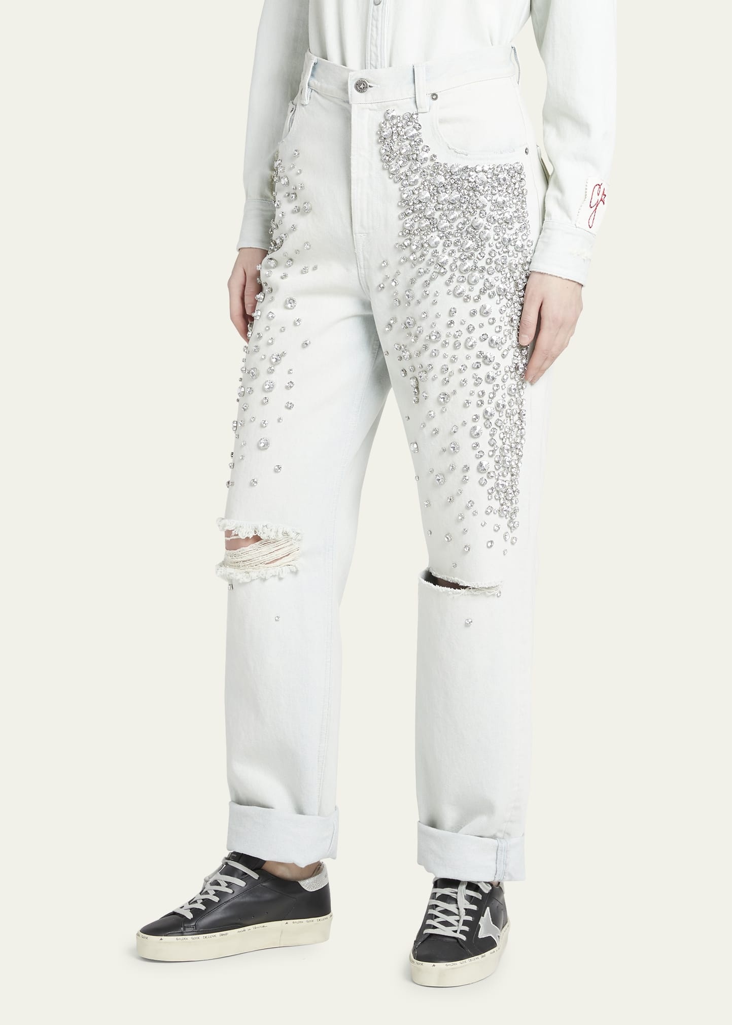 Kim Bleached Jeans with Crystals - 4