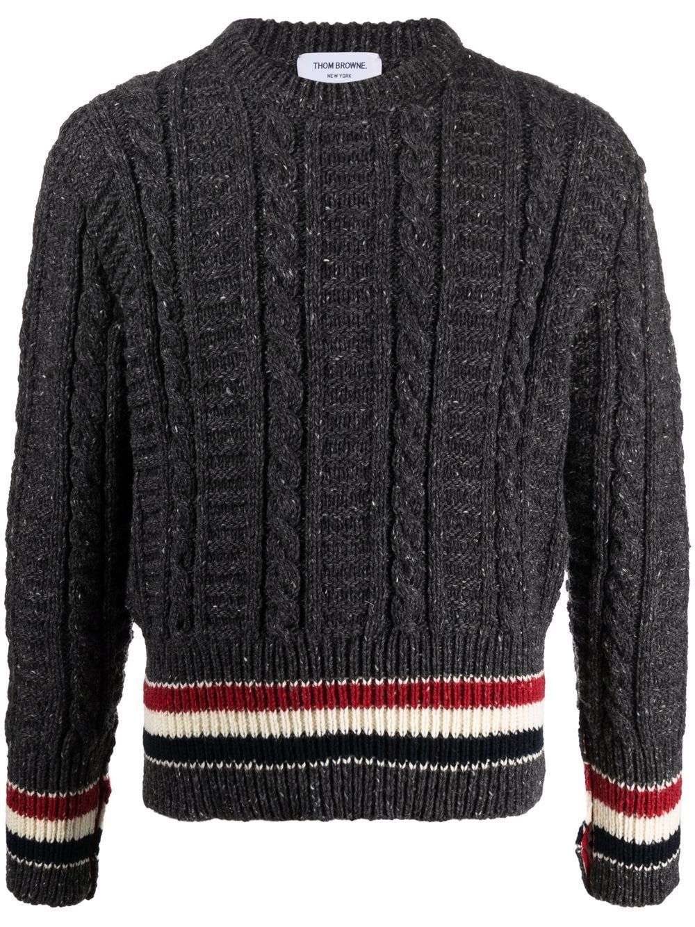 cable-knit long-sleeve jumper - 1