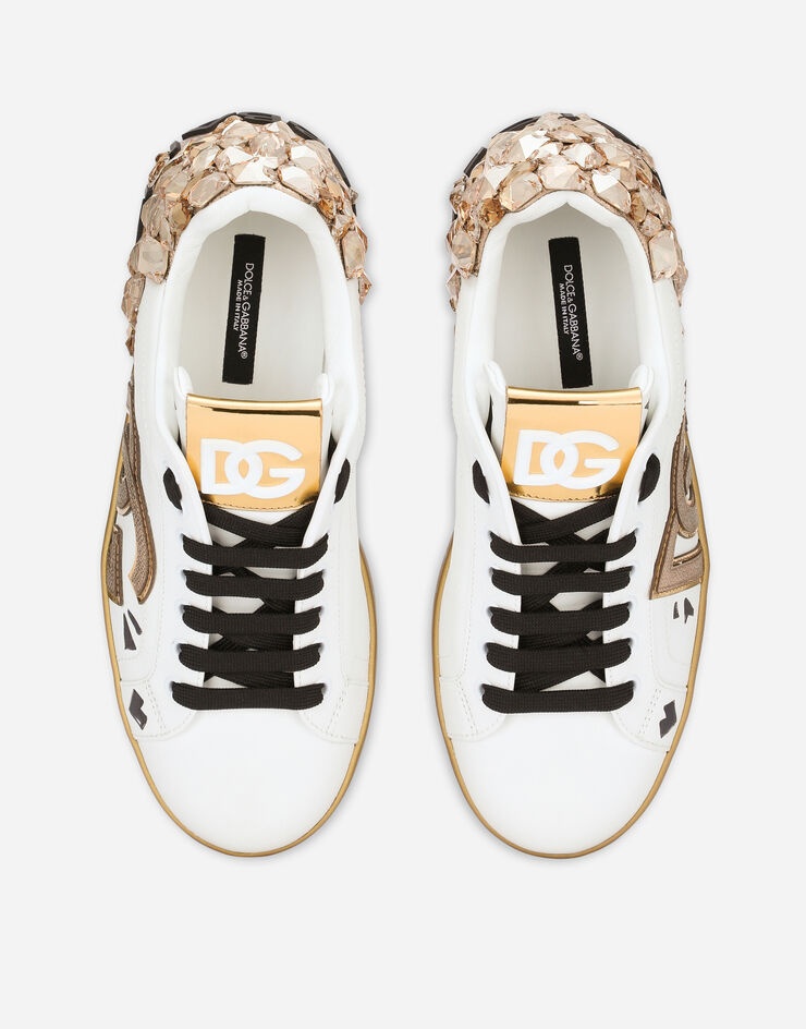 Calfskin Portofino sneakers with embroidery - 4